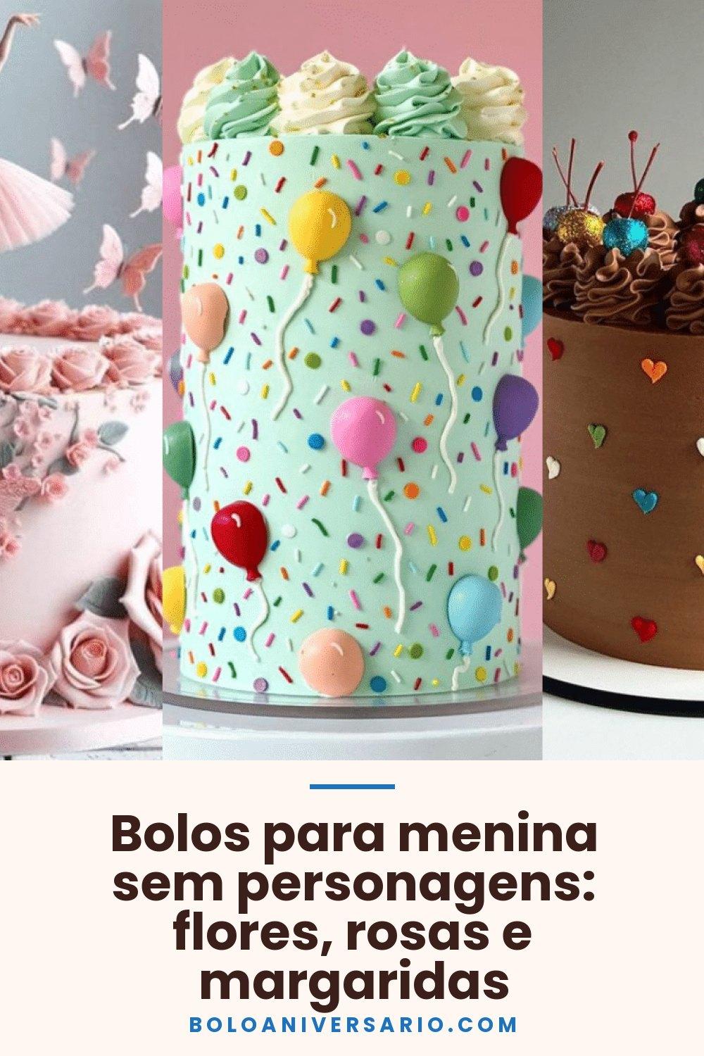 Bolos para menina sem personagens: flores, rosas e margaridas