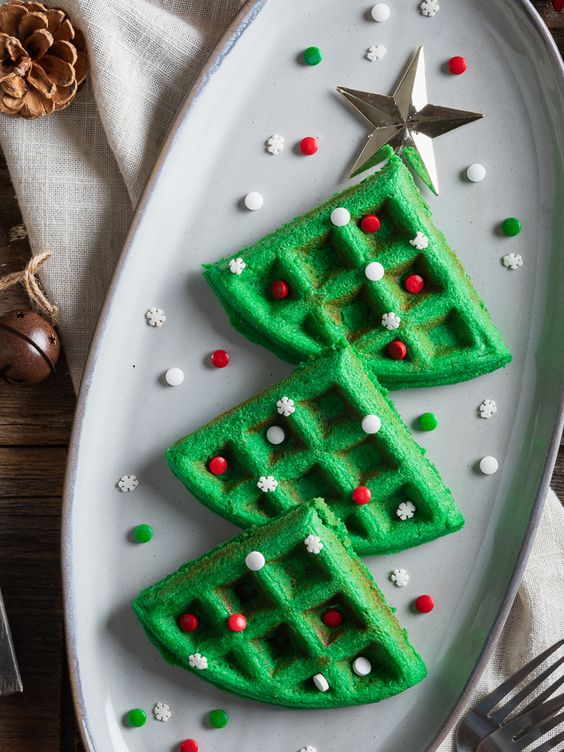 ideias de waffles decorados para o natal
