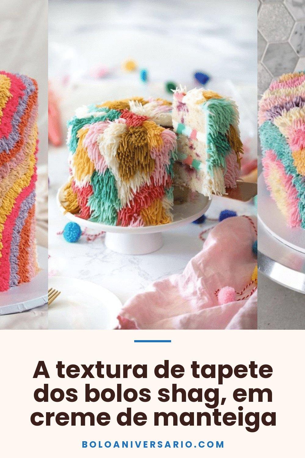 A textura de tapete dos bolos shag, em creme de manteiga