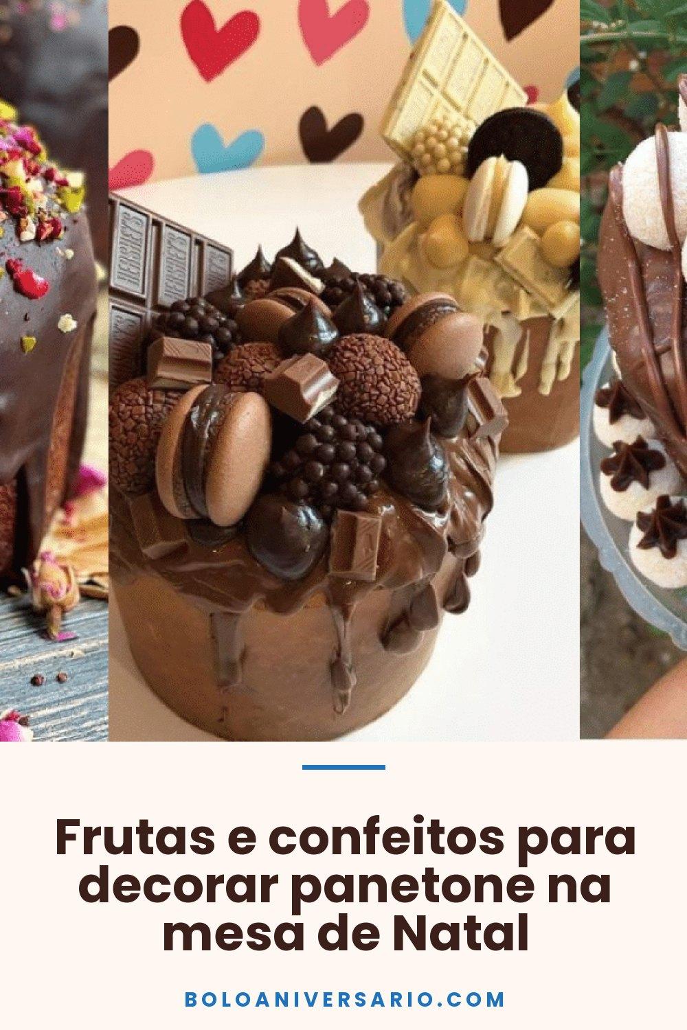 Frutas e confeitos para decorar panetone na mesa de Natal