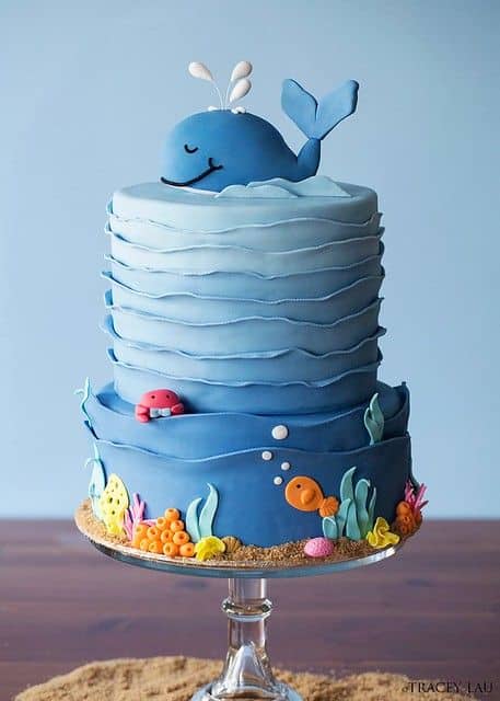 melhores ideias de bolos azuis mar