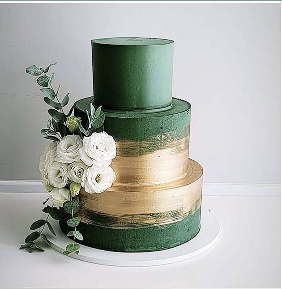 modelos bolos verde dourado 2