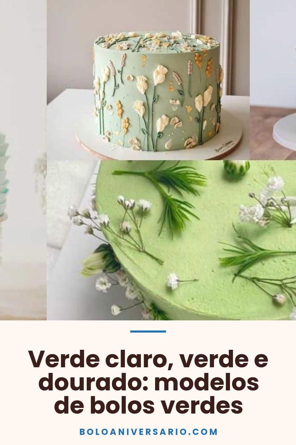 Verde claro, verde e dourado: modelos de bolos verdes