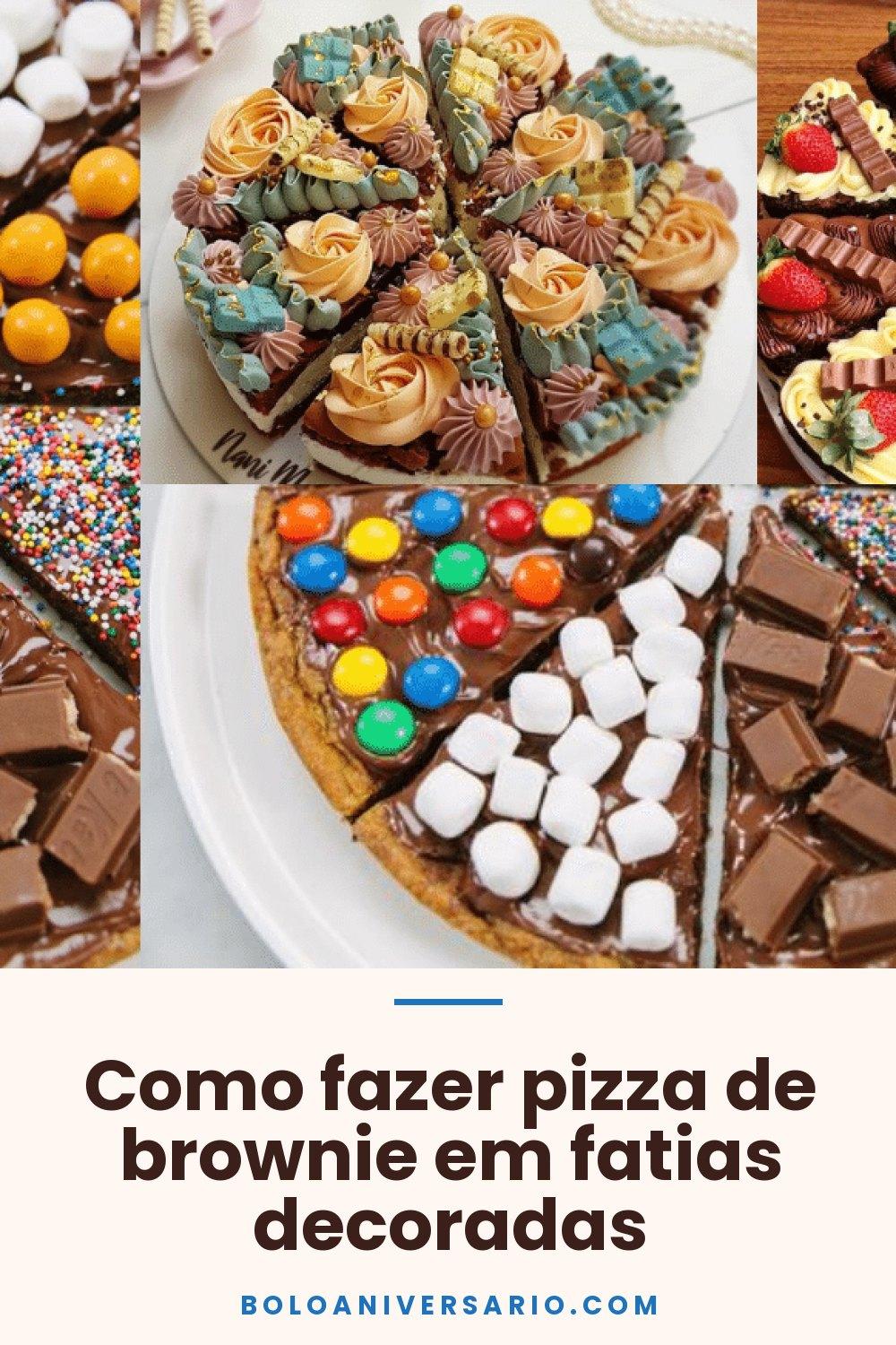 Como fazer pizza de brownie em fatias decoradas
