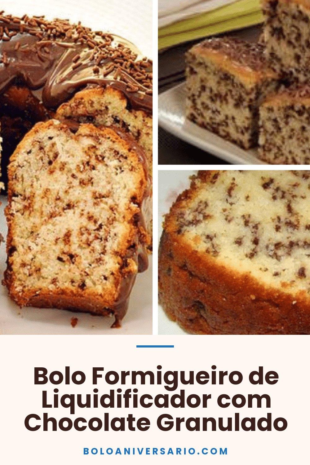 Bolo Formigueiro de Liquidificador com Chocolate Granulado