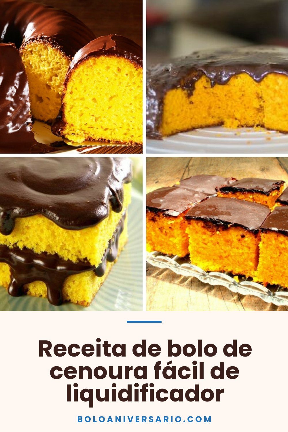 Receita de bolo de cenoura fácil de liquidificador