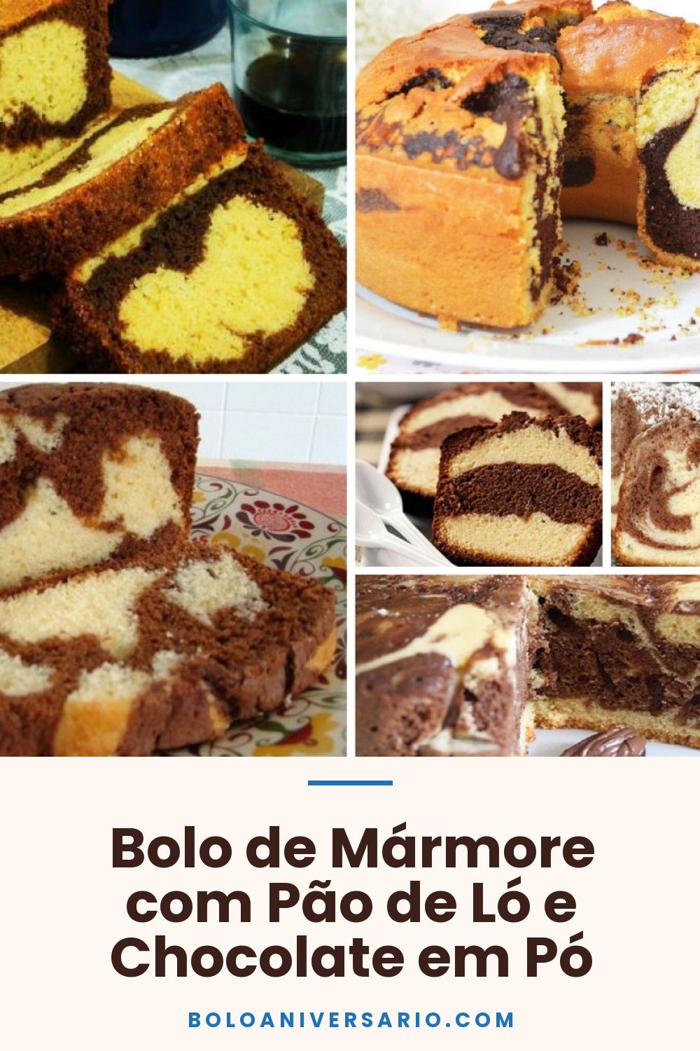 Bolo de Mármore com Pão de Ló e Chocolate em Pó