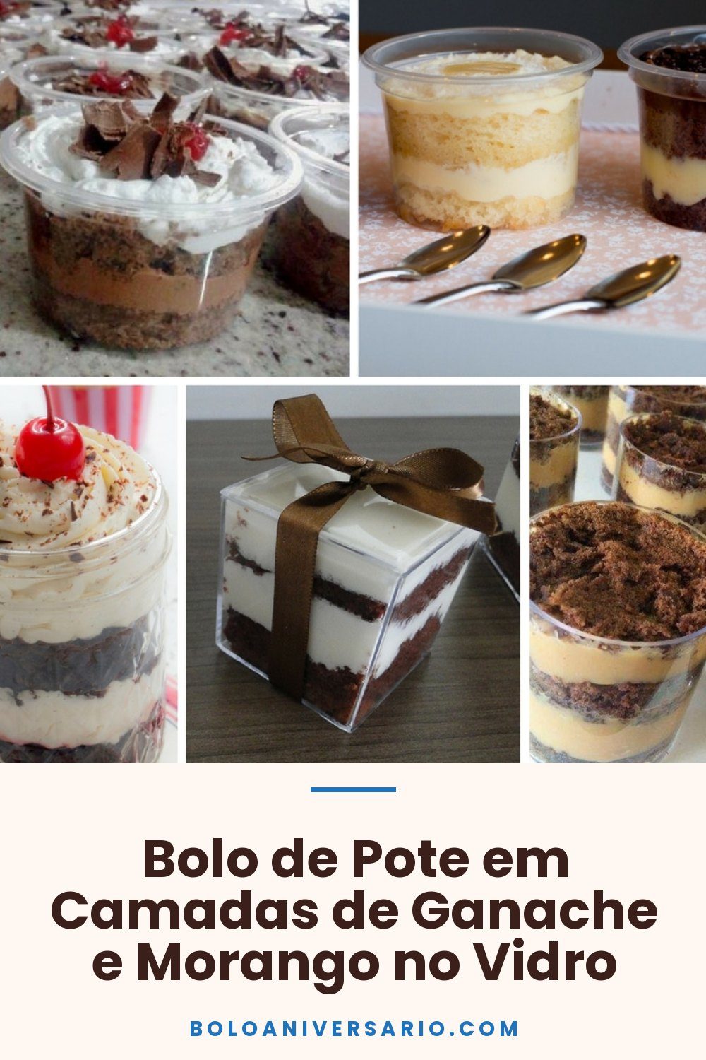 Bolo de Pote em Camadas de Ganache e Morango no Vidro