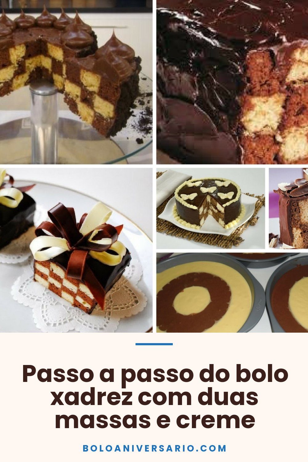 Passo a passo do bolo xadrez com duas massas e creme
