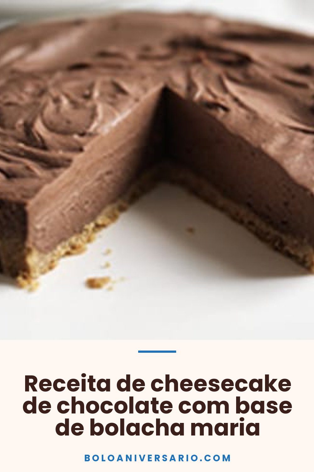 Receita de cheesecake de chocolate com base de bolacha maria