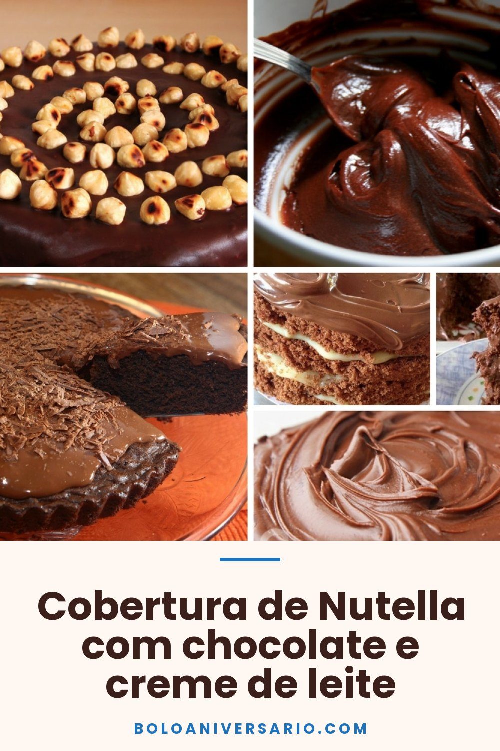 Cobertura de Nutella com chocolate e creme de leite