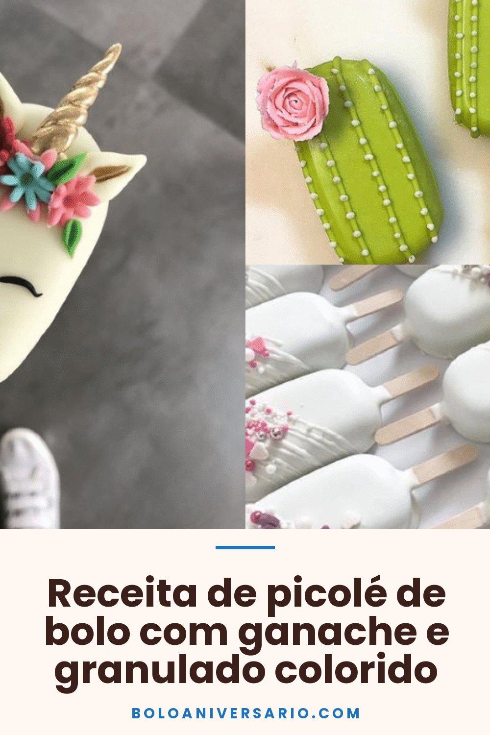 Receita de picolé de bolo com ganache e granulado colorido