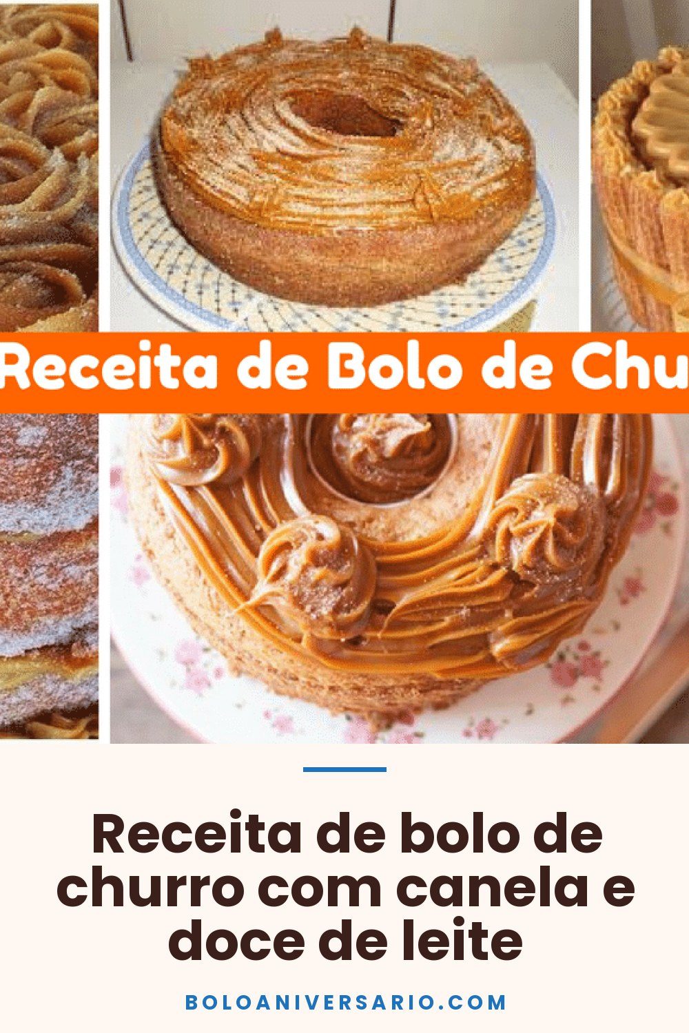 Receita de bolo de churro com canela e doce de leite