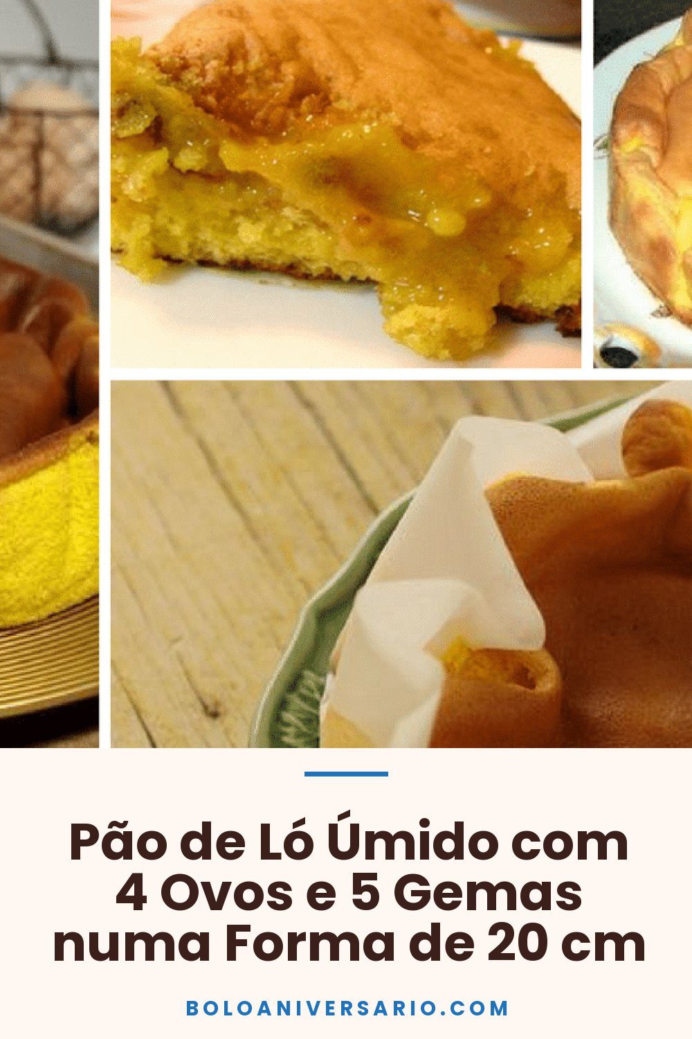 Pão de Ló Úmido com 4 Ovos e 5 Gemas numa Forma de 20 cm