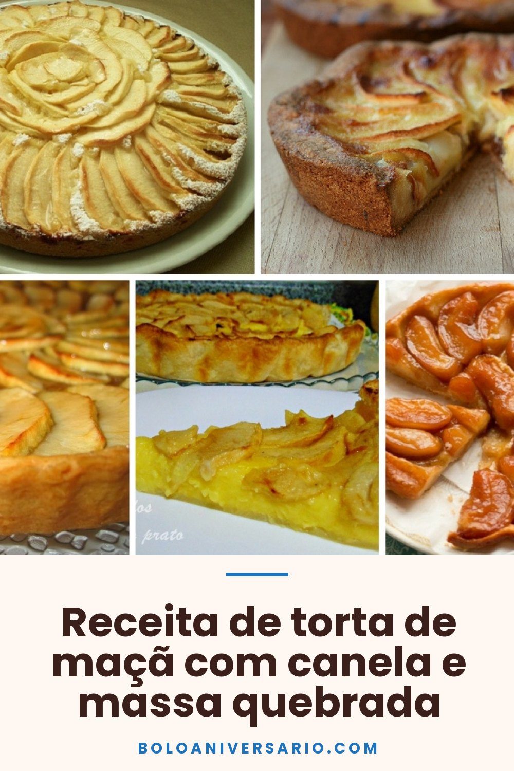 Receita de torta de maçã com canela e massa quebrada