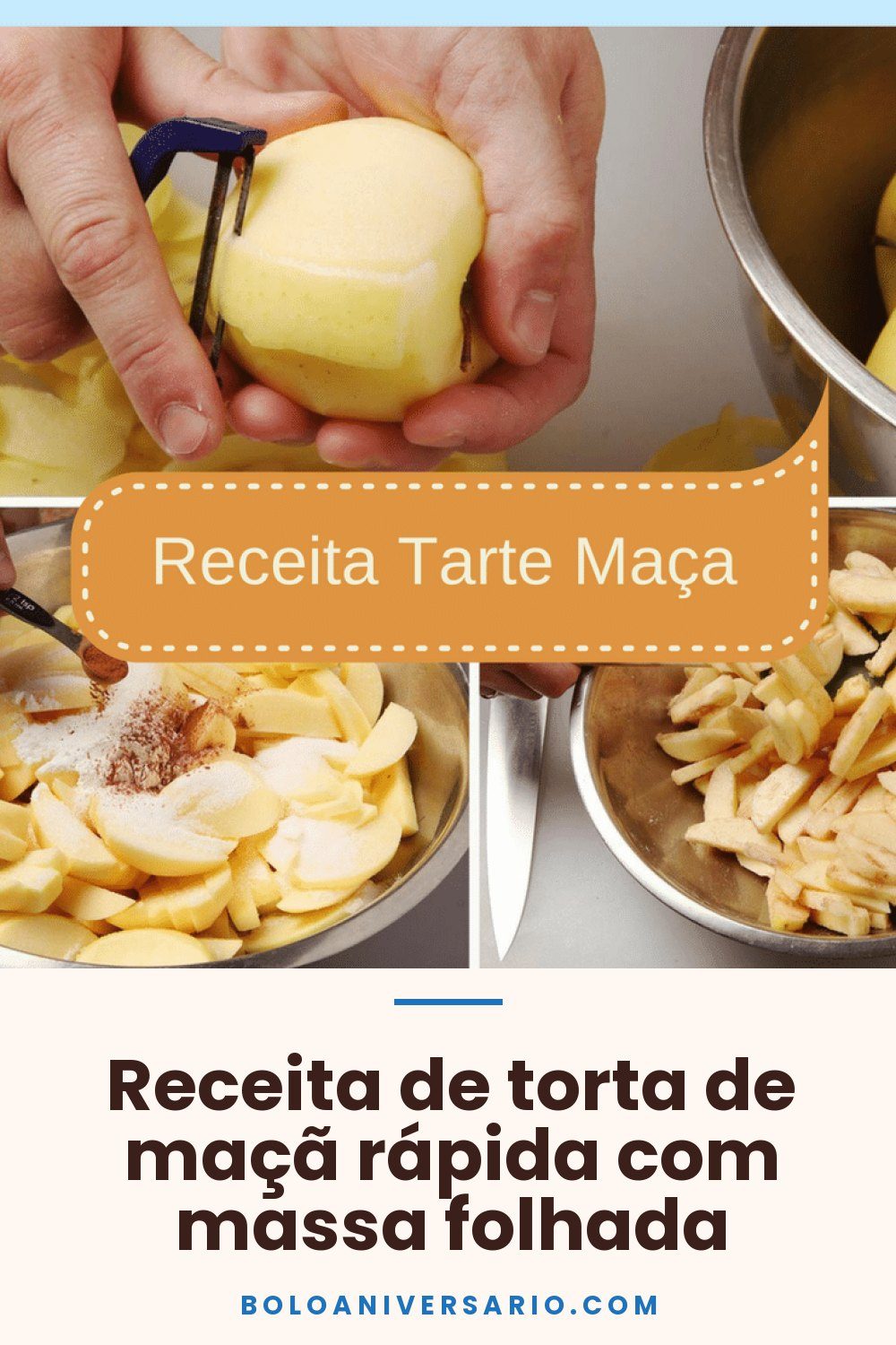 Receita de torta de maçã rápida com massa folhada
