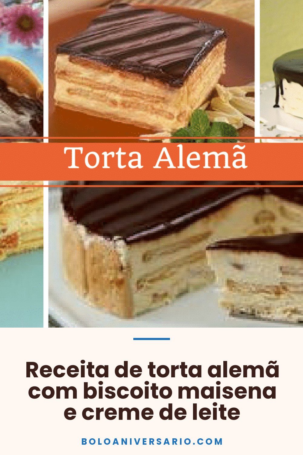 Receita de torta alemã com biscoito maisena e creme de leite