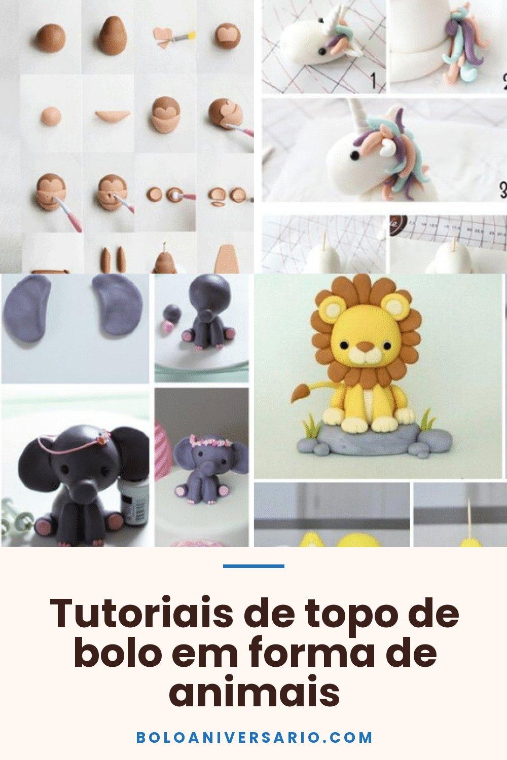 Tutoriais de topo de bolo em forma de animais
